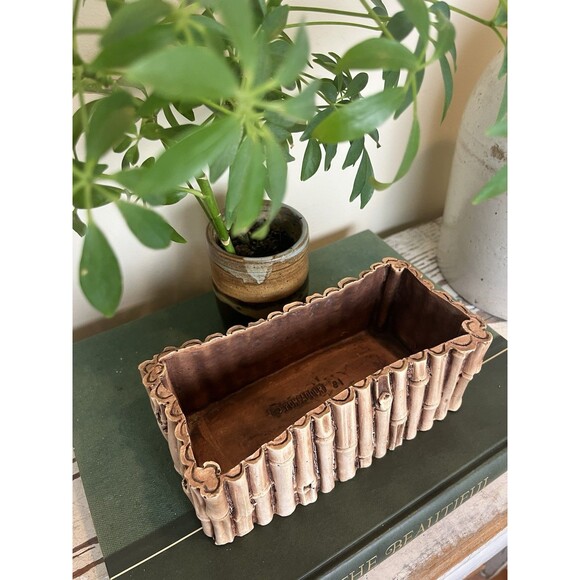 Vintage 1980’s Pompadour Composite Bamboo Style Planter 7.5” x 4” - Picture 5 of 7